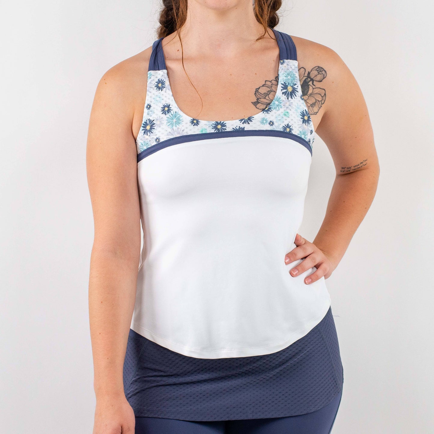 Upside Tank White/Fleur/Steel